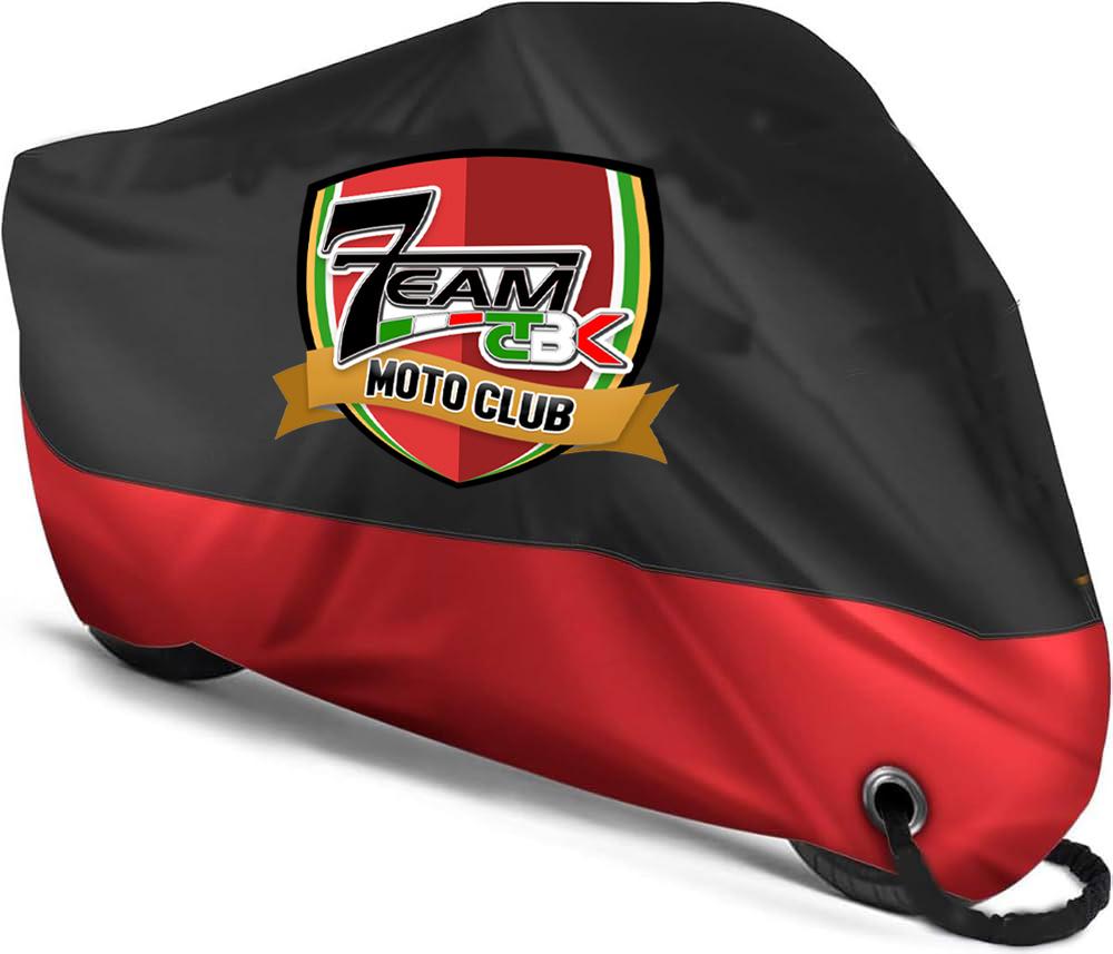 novità, moto coperta da un telo nero e rosso con il logo Seven Team